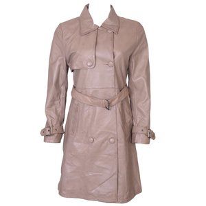 Women's Leather Trench Coat with Adjustable Belt